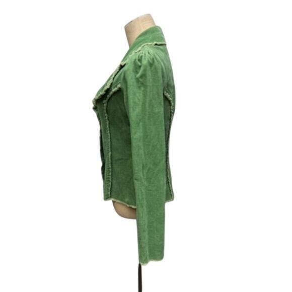 NO TAG Y2K Green Blazer SZ L Vintage Lg Buttons SZ-L (Runs Small) Washed & Ready - Picture 2 of 11